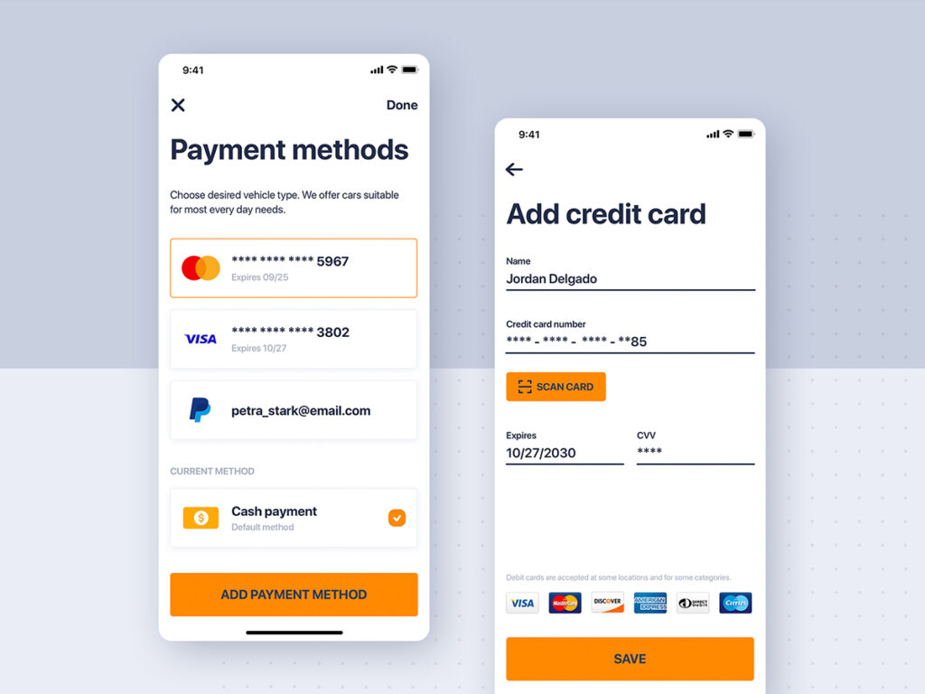mobile app payment methods